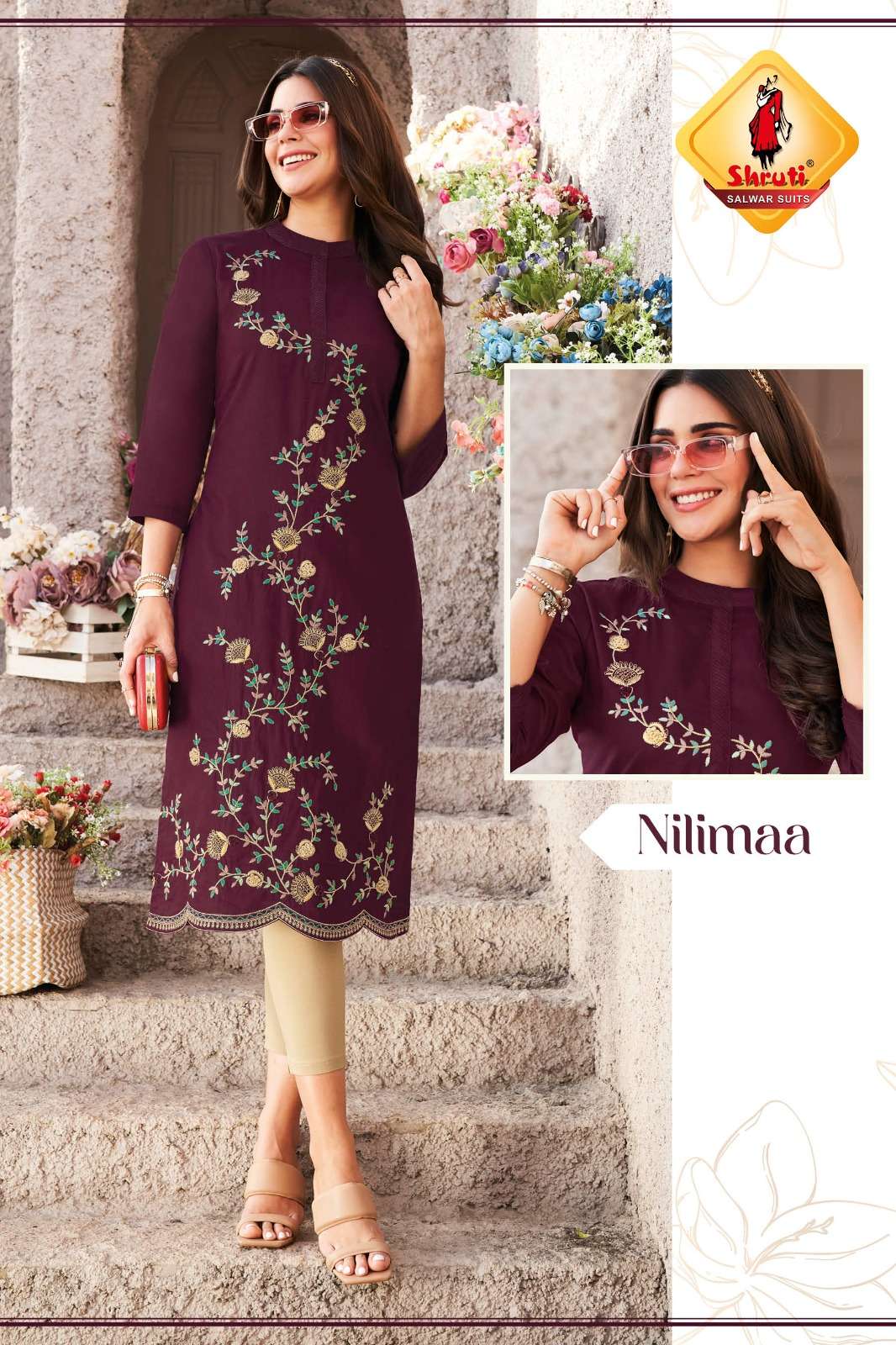 KKASHISH VOL 28  PURE COTTON LINEN WITH DIFFERENT TYPES OF STYLISH EMBROIDERY WORK BY SHRUTI SUITS NILIMAA
